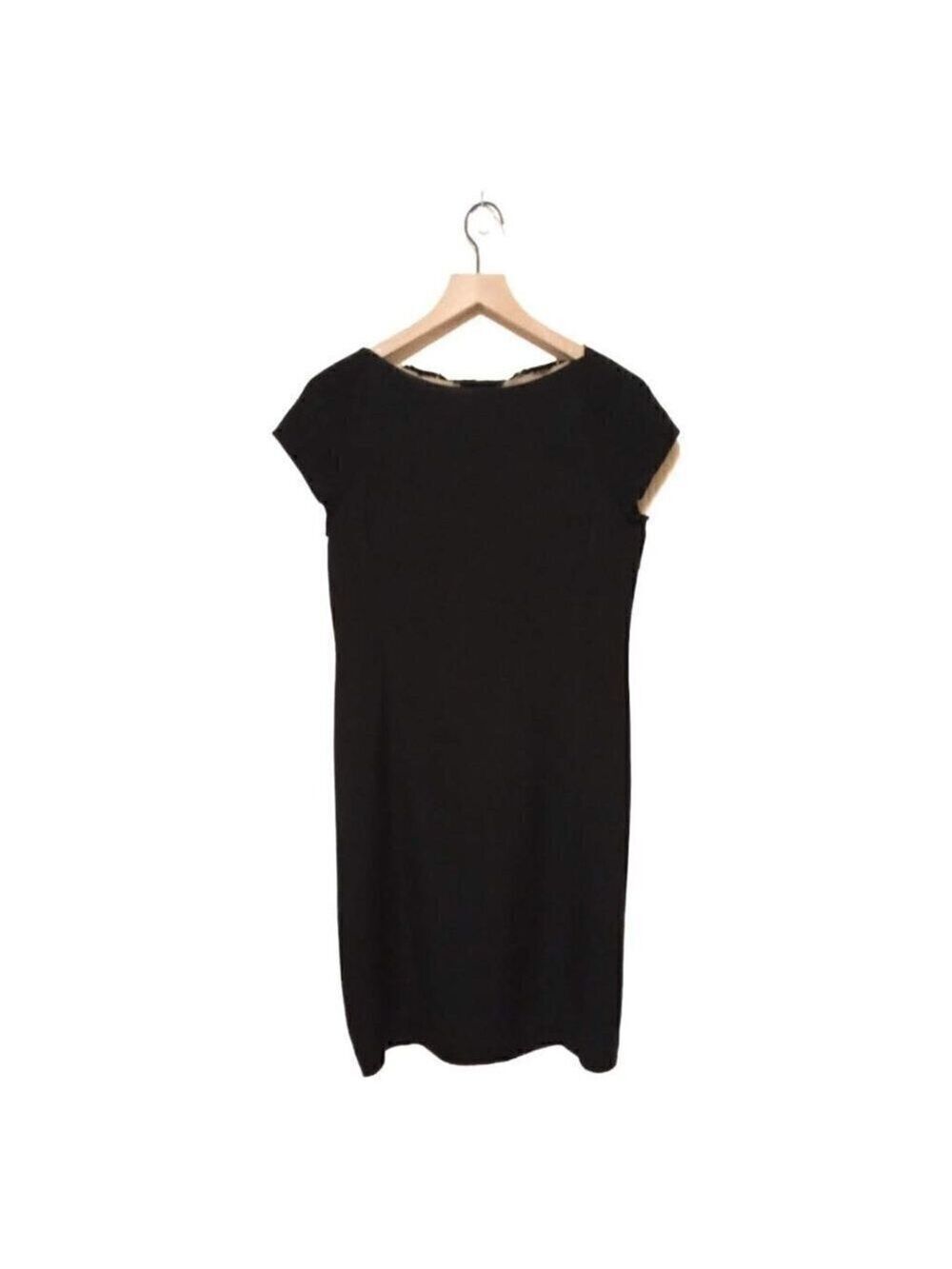 Worth Petite Black 100% Silk Cap Sleeve Knee Length Sheath Dress Sz 10